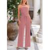 imagePRETTYGARDEN Womens Summer Outfits 2 Piece Sets Casual Ribbed Knit Crop Tube Top Wide Leg Pants Spring Matching Lounge SetDusty Pink
