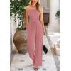 imagePRETTYGARDEN Womens Summer Outfits 2 Piece Sets Casual Ribbed Knit Crop Tube Top Wide Leg Pants Spring Matching Lounge SetDusty Pink