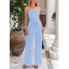 imagePRETTYGARDEN Womens Summer Outfits 2 Piece Sets Casual Ribbed Knit Crop Tube Top Wide Leg Pants Spring Matching Lounge SetLight Blue