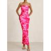 imagePRETTYGARDEN Womens Summer Printed Tube Maxi Dress Strapless Bodycon Sleeveless Night Out Long DressesPink Floral