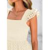 imagePRETTYGARDEN Womens Summer Square Neck Maxi Dresses Cap Sleeve Eyelet Smocked Tiered A Line Flowy Long Dress with PocketsBeige