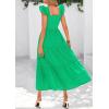 imagePRETTYGARDEN Womens Summer Square Neck Maxi Dresses Cap Sleeve Eyelet Smocked Tiered A Line Flowy Long Dress with PocketsGreen