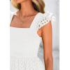 imagePRETTYGARDEN Womens Summer Square Neck Maxi Dresses Cap Sleeve Eyelet Smocked Tiered A Line Flowy Long Dress with PocketsWhite