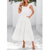 imagePRETTYGARDEN Womens Summer Square Neck Maxi Dresses Cap Sleeve Eyelet Smocked Tiered A Line Flowy Long Dress with PocketsWhite