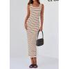 imagePRETTYGARDEN Womens Summer Tank Dress Casual Sleeveless Striped Ribbed Knit Long Dresses Beach Vacation SundressApricot