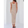 imagePRETTYGARDEN Womens Summer Tank Dress Casual Sleeveless Striped Ribbed Knit Long Dresses Beach Vacation SundressApricot