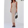 imagePRETTYGARDEN Womens Summer Tank Dress Casual Sleeveless Striped Ribbed Knit Long Dresses Beach Vacation SundressApricot