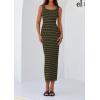 imagePRETTYGARDEN Womens Summer Tank Dress Casual Sleeveless Striped Ribbed Knit Long Dresses Beach Vacation SundressArmy Green