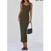 imagePRETTYGARDEN Womens Summer Tank Dress Casual Sleeveless Striped Ribbed Knit Long Dresses Beach Vacation SundressArmy Green