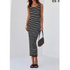 imagePRETTYGARDEN Womens Summer Tank Dress Casual Sleeveless Striped Ribbed Knit Long Dresses Beach Vacation SundressBlack