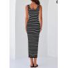 imagePRETTYGARDEN Womens Summer Tank Dress Casual Sleeveless Striped Ribbed Knit Long Dresses Beach Vacation SundressBlack