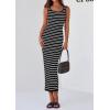 imagePRETTYGARDEN Womens Summer Tank Dress Casual Sleeveless Striped Ribbed Knit Long Dresses Beach Vacation SundressBlack