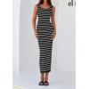 imagePRETTYGARDEN Womens Summer Tank Dress Casual Sleeveless Striped Ribbed Knit Long Dresses Beach Vacation SundressBlack
