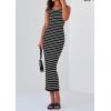 imagePRETTYGARDEN Womens Summer Tank Dress Casual Sleeveless Striped Ribbed Knit Long Dresses Beach Vacation SundressBlack