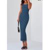 imagePRETTYGARDEN Womens Summer Tank Dress Casual Sleeveless Striped Ribbed Knit Long Dresses Beach Vacation SundressGrey Blue