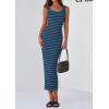 imagePRETTYGARDEN Womens Summer Tank Dress Casual Sleeveless Striped Ribbed Knit Long Dresses Beach Vacation SundressGrey Blue