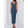 imagePRETTYGARDEN Womens Summer Tank Dress Casual Sleeveless Striped Ribbed Knit Long Dresses Beach Vacation SundressGrey Blue
