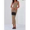 imagePRETTYGARDEN Womens Summer Tank Dress Casual Sleeveless Striped Ribbed Knit Long Dresses Beach Vacation SundressKhaki