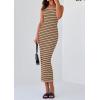 imagePRETTYGARDEN Womens Summer Tank Dress Casual Sleeveless Striped Ribbed Knit Long Dresses Beach Vacation SundressKhaki