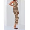 imagePRETTYGARDEN Womens Summer Tank Dress Casual Sleeveless Striped Ribbed Knit Long Dresses Beach Vacation SundressKhaki