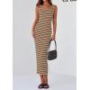 imagePRETTYGARDEN Womens Summer Tank Dress Casual Sleeveless Striped Ribbed Knit Long Dresses Beach Vacation SundressKhaki