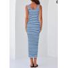 imagePRETTYGARDEN Womens Summer Tank Dress Casual Sleeveless Striped Ribbed Knit Long Dresses Beach Vacation SundressLight Blue