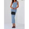 imagePRETTYGARDEN Womens Summer Tank Dress Casual Sleeveless Striped Ribbed Knit Long Dresses Beach Vacation SundressLight Blue