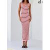 imagePRETTYGARDEN Womens Summer Tank Dress Casual Sleeveless Striped Ribbed Knit Long Dresses Beach Vacation SundressPink