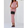 imagePRETTYGARDEN Womens Summer Tank Dress Casual Sleeveless Striped Ribbed Knit Long Dresses Beach Vacation SundressPink