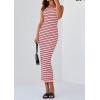 imagePRETTYGARDEN Womens Summer Tank Dress Casual Sleeveless Striped Ribbed Knit Long Dresses Beach Vacation SundressPink