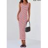 imagePRETTYGARDEN Womens Summer Tank Dress Casual Sleeveless Striped Ribbed Knit Long Dresses Beach Vacation SundressPink