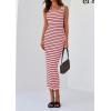 imagePRETTYGARDEN Womens Summer Tank Dress Casual Sleeveless Striped Ribbed Knit Long Dresses Beach Vacation SundressPink