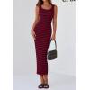 imagePRETTYGARDEN Womens Summer Tank Dress Casual Sleeveless Striped Ribbed Knit Long Dresses Beach Vacation SundressWine Red
