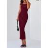 imagePRETTYGARDEN Womens Summer Tank Dress Casual Sleeveless Striped Ribbed Knit Long Dresses Beach Vacation SundressWine Red