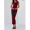 imagePRETTYGARDEN Womens Summer Tank Dress Casual Sleeveless Striped Ribbed Knit Long Dresses Beach Vacation SundressWine Red