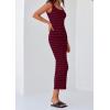 imagePRETTYGARDEN Womens Summer Tank Dress Casual Sleeveless Striped Ribbed Knit Long Dresses Beach Vacation SundressWine Red