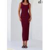 imagePRETTYGARDEN Womens Summer Tank Dress Casual Sleeveless Striped Ribbed Knit Long Dresses Beach Vacation SundressWine Red