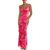 imagePRETTYGARDEN Maxi Dresses for Women 2025 Summer Tiered Floral Beach Sundress Spaghetti Strap Wedding Guest Long DressPrint Pink
