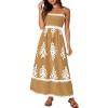 imagePRETTYGARDEN Summer Dress for Women 2025 Floral Sundress Spaghetti Strap Flowy Beach Vacation Boho Maxi DressesKhaki Floral