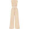 imagePRETTYGARDEN Womens Summer Outfits 2 Piece Sets Casual Ribbed Knit Crop Tube Top Wide Leg Pants Spring Matching Lounge SetApricot