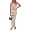 imagePRETTYGARDEN Womens Summer Tank Dress Casual Sleeveless Striped Ribbed Knit Long Dresses Beach Vacation SundressApricot