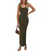 imagePRETTYGARDEN Womens Summer Tank Dress Casual Sleeveless Striped Ribbed Knit Long Dresses Beach Vacation SundressArmy Green