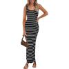 imagePRETTYGARDEN Womens Summer Tank Dress Casual Sleeveless Striped Ribbed Knit Long Dresses Beach Vacation SundressBlack