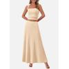 imagePRETTYGARDEN Women Two Piece Skirt Set Trendy Summer 2025 Crop Tank Top Flowy Midi Skirts Matching Ribbed Knit Casual OutfitsBeige
