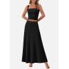 imagePRETTYGARDEN Women Two Piece Skirt Set Trendy Summer 2025 Crop Tank Top Flowy Midi Skirts Matching Ribbed Knit Casual OutfitsBlack