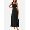 imagePRETTYGARDEN Women Two Piece Skirt Set Trendy Summer 2025 Crop Tank Top Flowy Midi Skirts Matching Ribbed Knit Casual OutfitsBlack