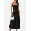 imagePRETTYGARDEN Women Two Piece Skirt Set Trendy Summer 2025 Crop Tank Top Flowy Midi Skirts Matching Ribbed Knit Casual OutfitsBlack