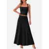 imagePRETTYGARDEN Women Two Piece Skirt Set Trendy Summer 2025 Crop Tank Top Flowy Midi Skirts Matching Ribbed Knit Casual OutfitsBlack