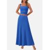 imagePRETTYGARDEN Women Two Piece Skirt Set Trendy Summer 2025 Crop Tank Top Flowy Midi Skirts Matching Ribbed Knit Casual OutfitsBlue