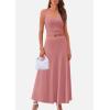 imagePRETTYGARDEN Women Two Piece Skirt Set Trendy Summer 2025 Crop Tank Top Flowy Midi Skirts Matching Ribbed Knit Casual OutfitsDusty Pink